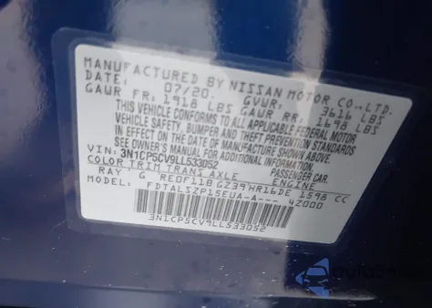 2020 Nissan Kicks Sv Xtronic Cvt from USA, damaged, VIN 3N1CP5CV9LL533052